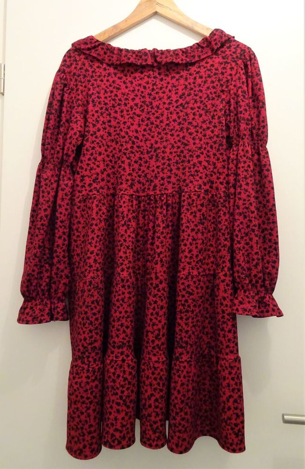 Robe rouge imprim&eacute;e Mango S Vtements