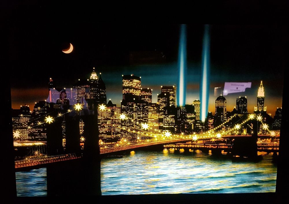 Cadre lumineux New York en verre, eau en activit&eacute; qui bouge Décoration