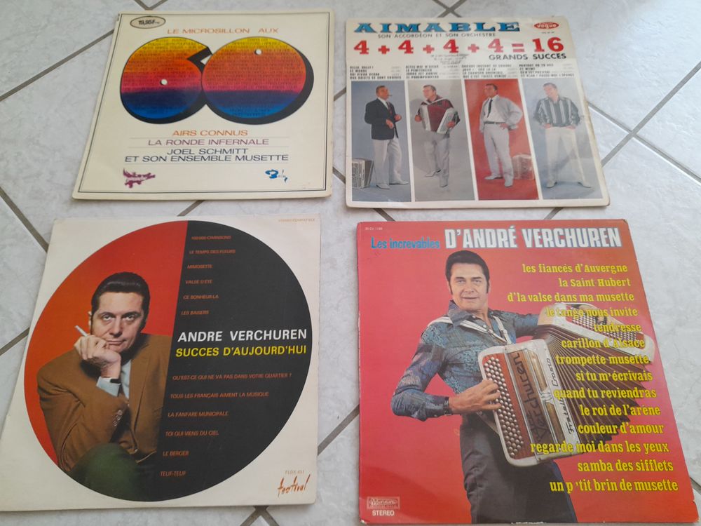Lot de 4 vyniles 33 tours musette CD et vinyles