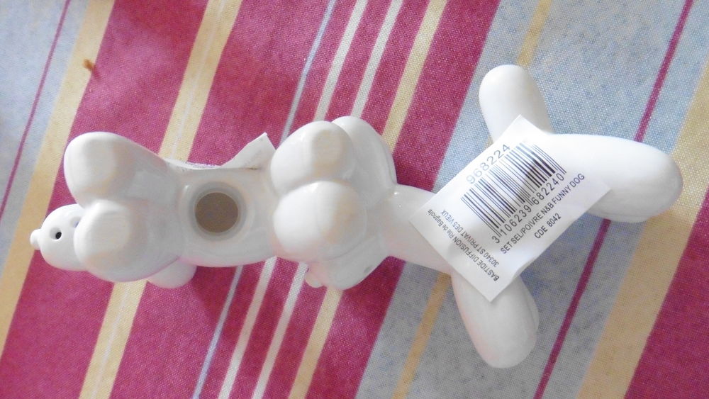 Duo sali&egrave;re et poivri&egrave;re chiens c&eacute;ramique blanc Cuisine