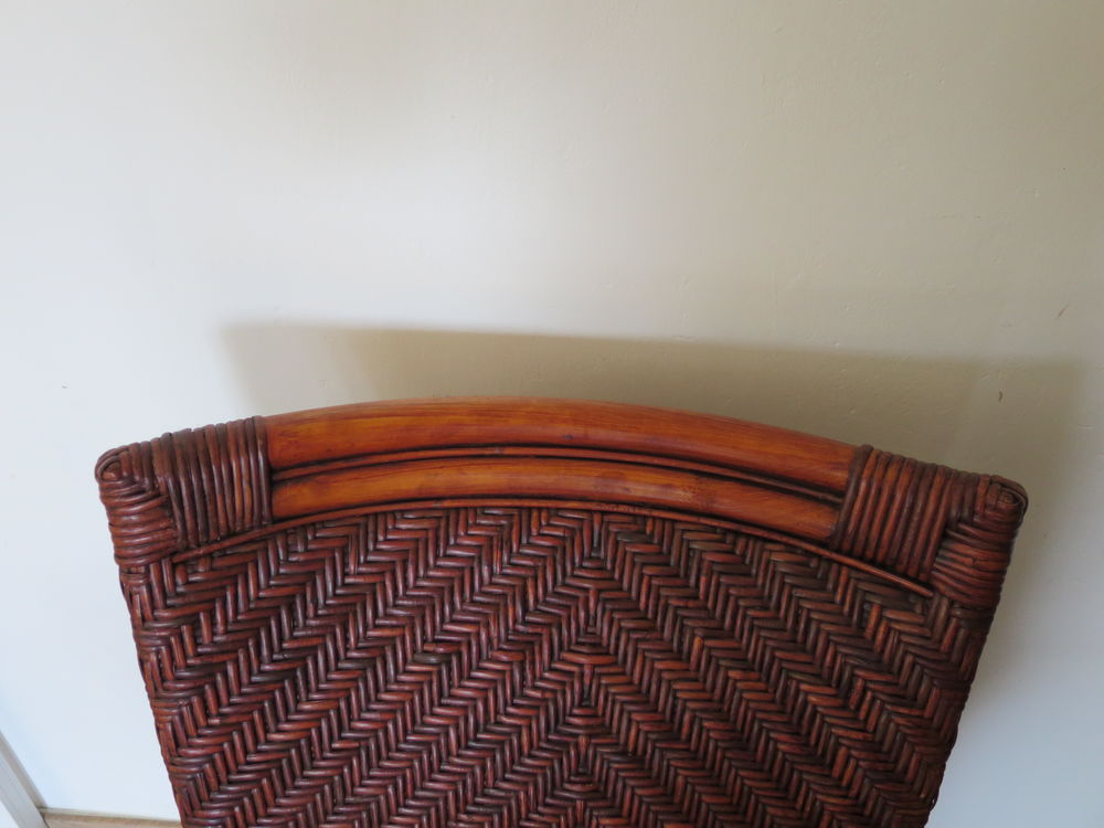 Vintage -Lot de 2 fauteuils en rotin tress&eacute; -coussins Meubles