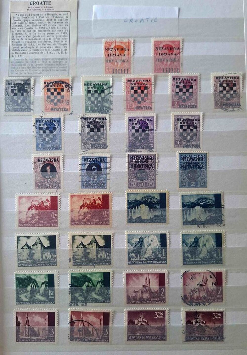 S&eacute;rie de timbres de collection de Croatie 