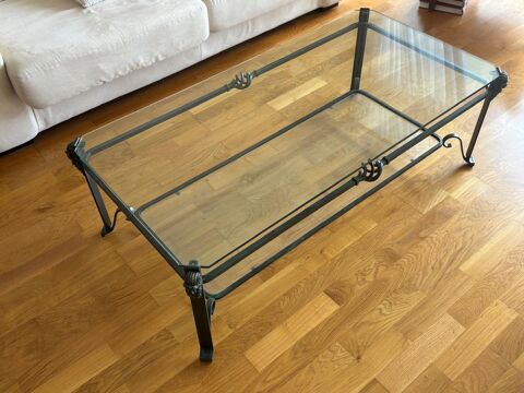 Table basse salon en verre et fer forg�  45 Les Ulis (91)
