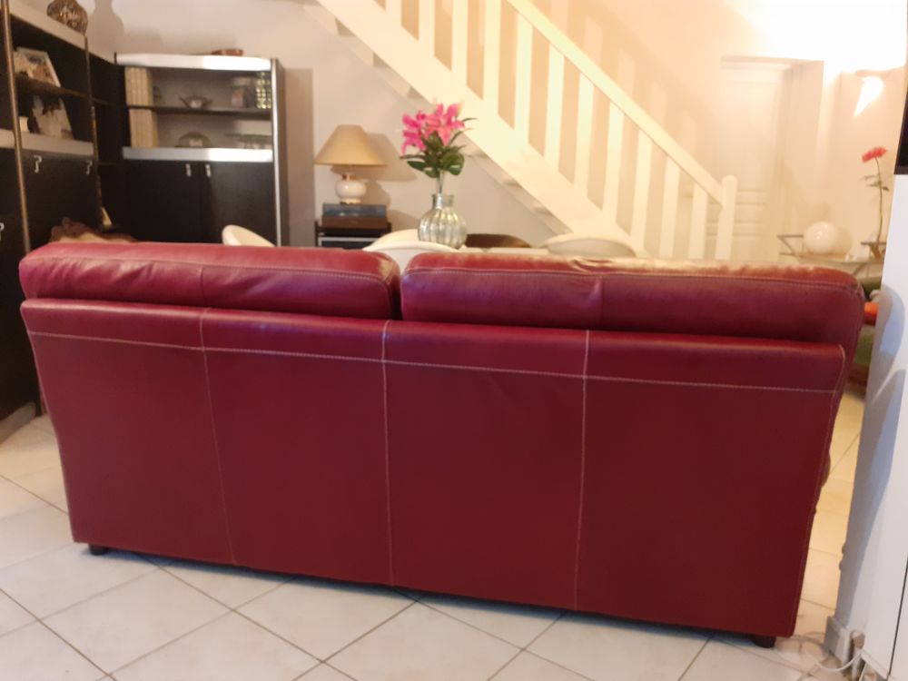 Canap&eacute; fixe Cuir pleine fleur Rouge 500€ Meubles