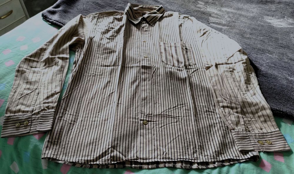 chemise homme habill&eacute;e, beige ray&eacute;e noire T XL V�tements