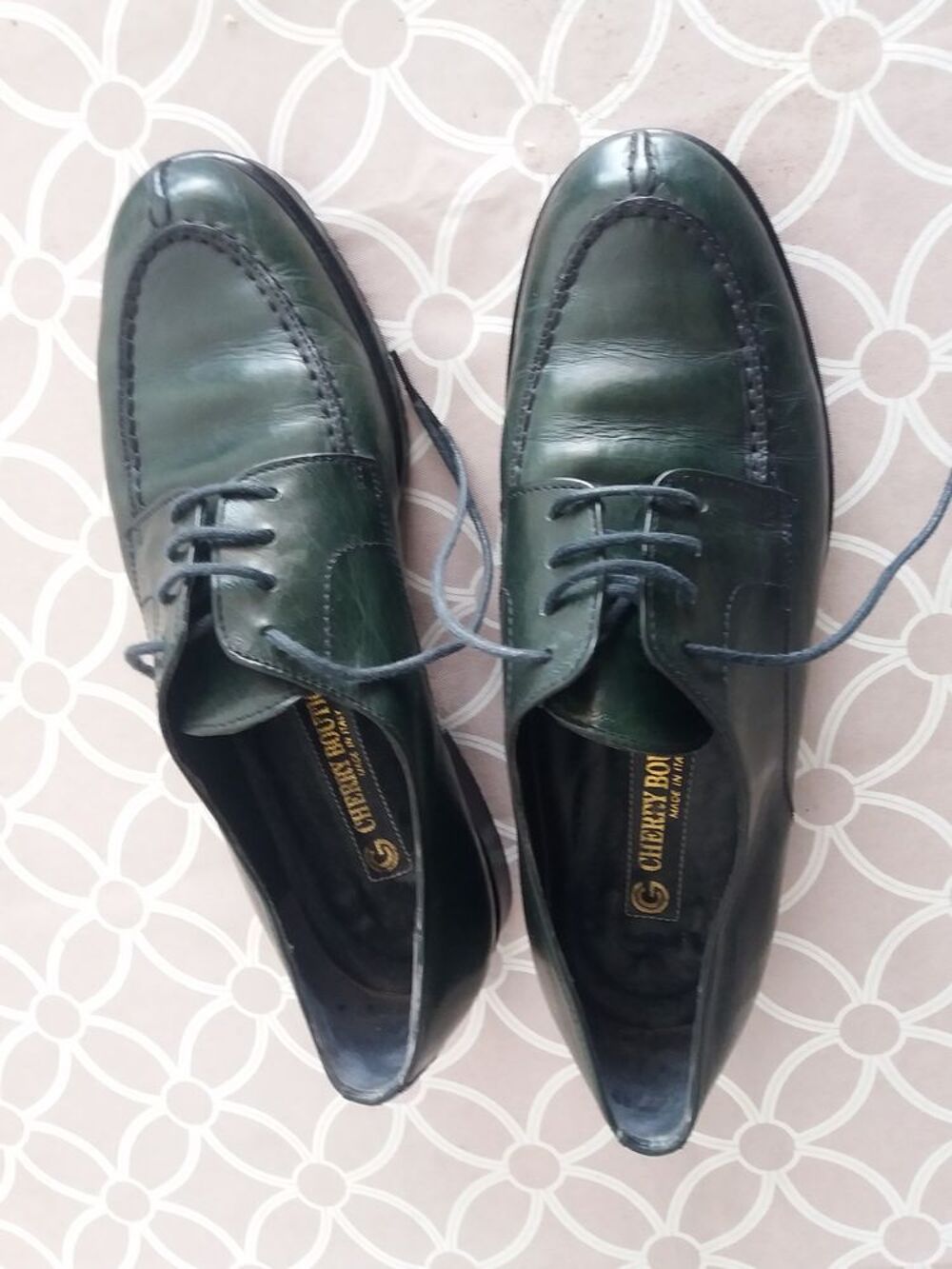 Derby femme tout cuir vert 37 Chaussures