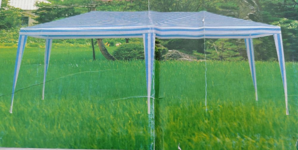 2 tente reception barnum Tonnelle auvent 3x6m blanc/bleu Bricolage
