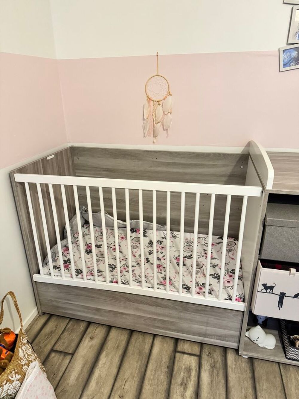 Lit combin&eacute; &eacute;volutif 60x120 en 90x190-table &agrave; langer/commode Mobilier enfants