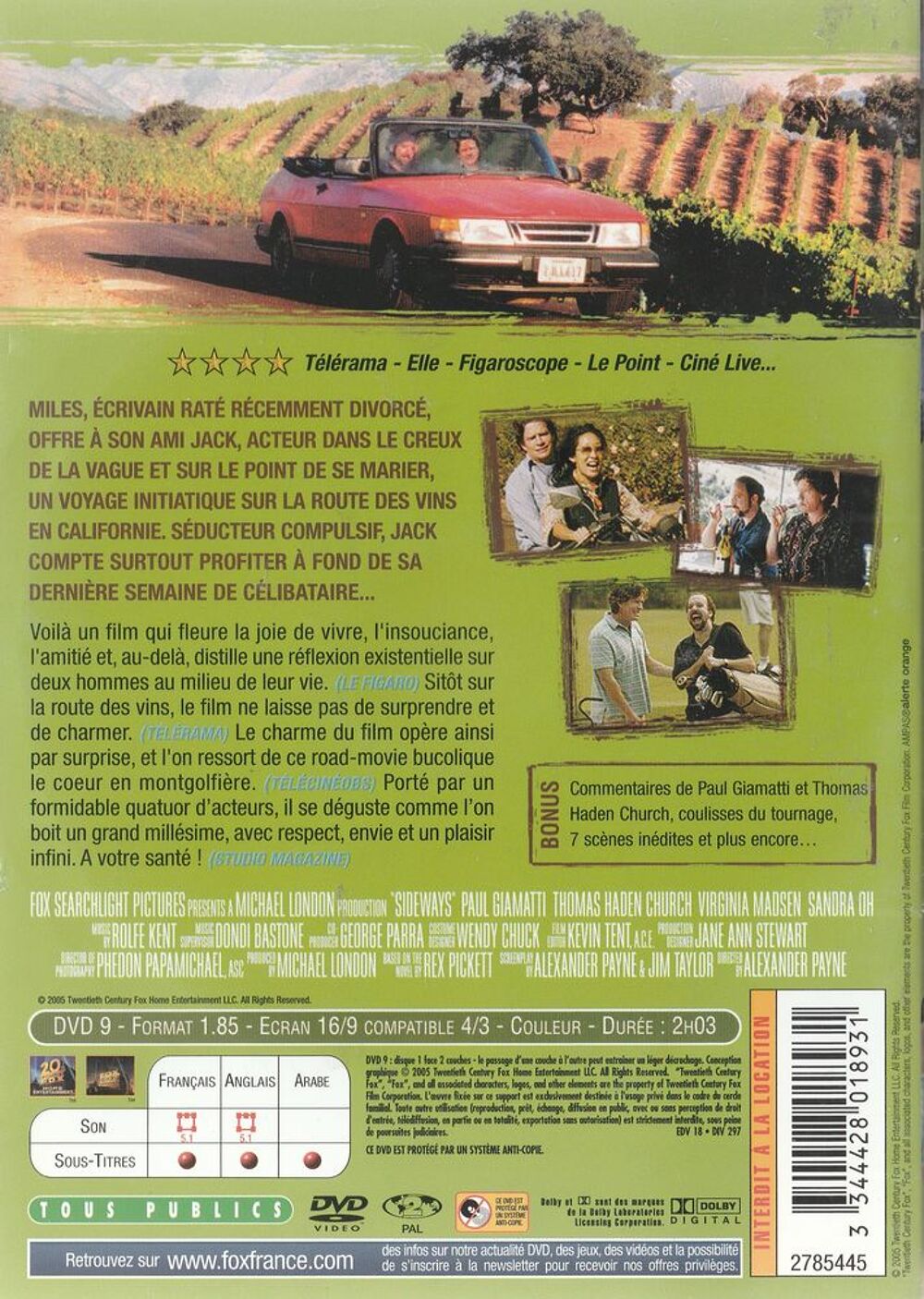 Sideways DVD et blu-ray