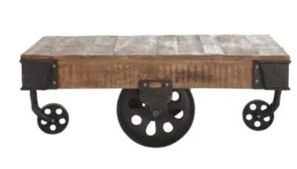 Table basse &agrave; roulettes en bois Meubles