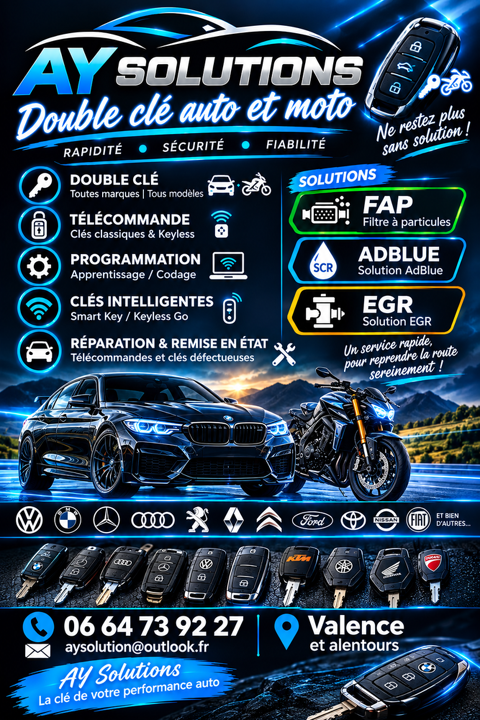 Cl&eacute; auto moto 0 26000 Valence