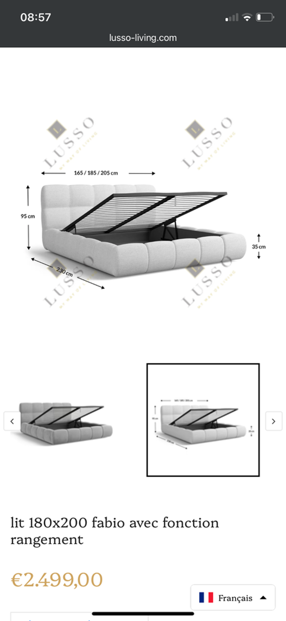 Lit Lusso living &amp; matelas bultex 180cm Meubles