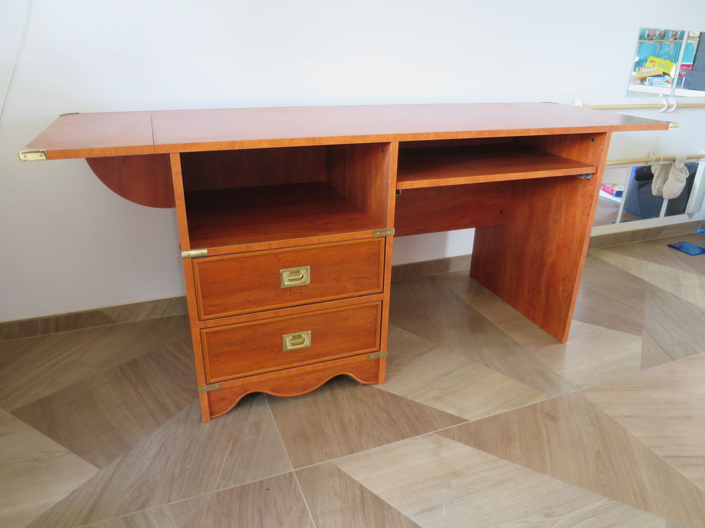 Bureau Gautier-large plateau &agrave; rabats-2 tiroirs Meubles