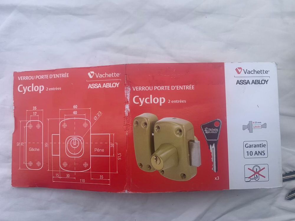 Verrou cylindre Vachette Cyclop L 40 mm neuf Bricolage