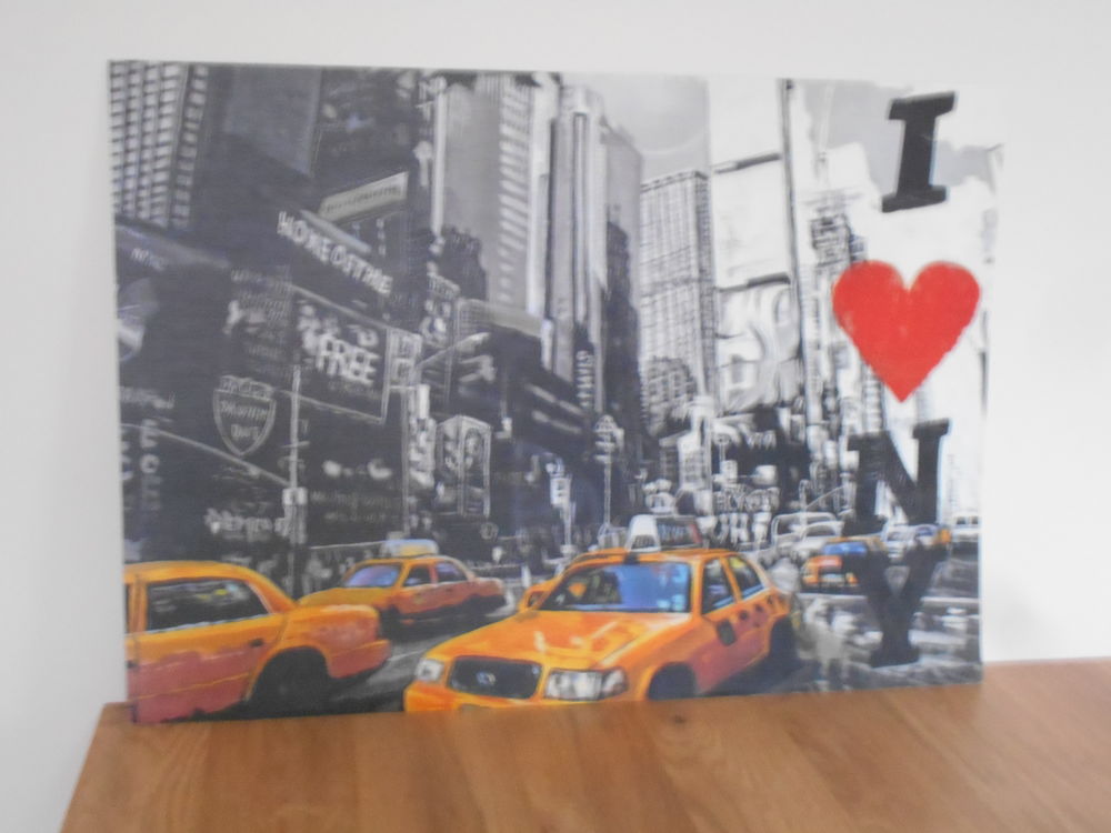 Peinture Taxis Newyorkais I love New-York en parfait &eacute;tat Décoration