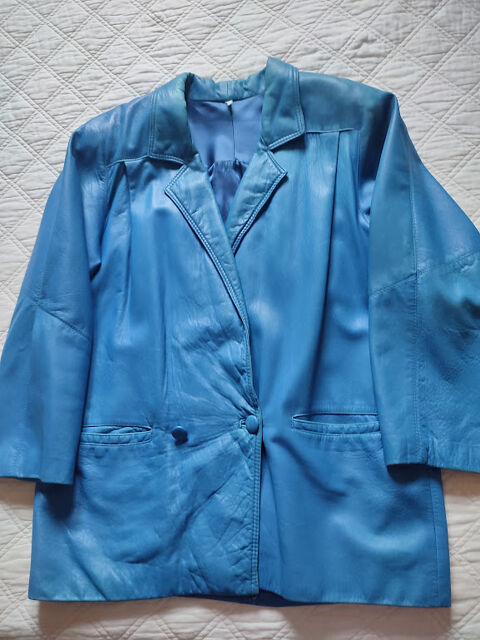Veste en cuir bleu 70 Istres (13)
