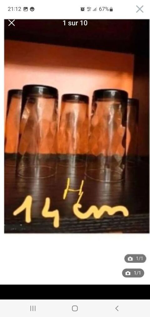 lot 5 verres marron  10 Bron (69)