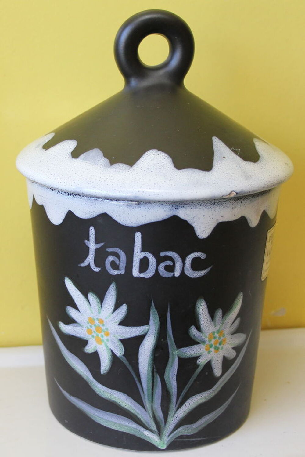Pot a Tabac c&eacute;ramique edelweiss GABRIEL FOURMAINTRAUX 1950 Décoration