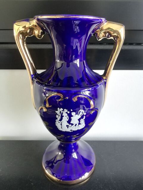 Vase amphore bleu et dor Italy  0 Avelin (59)
