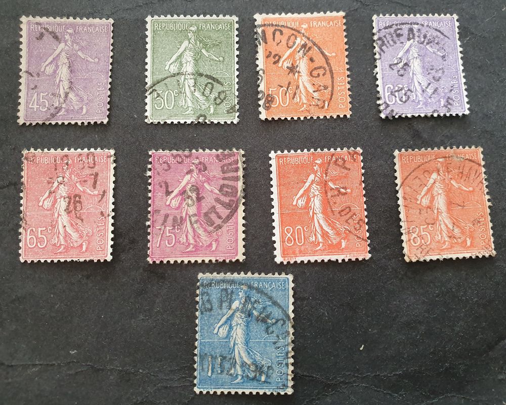 Timbres 197 &agrave; 205 s&eacute;rie France oblit&eacute;r&eacute;s 