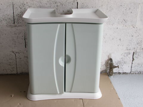 Mobilier salle de bain blanc et vert d'eau 20 Capestang (34)