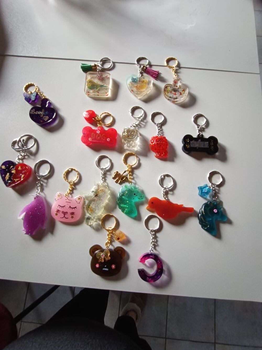 Porte cl&eacute; mignon animaux, en r&eacute;sine artisanale Bijoux et montres