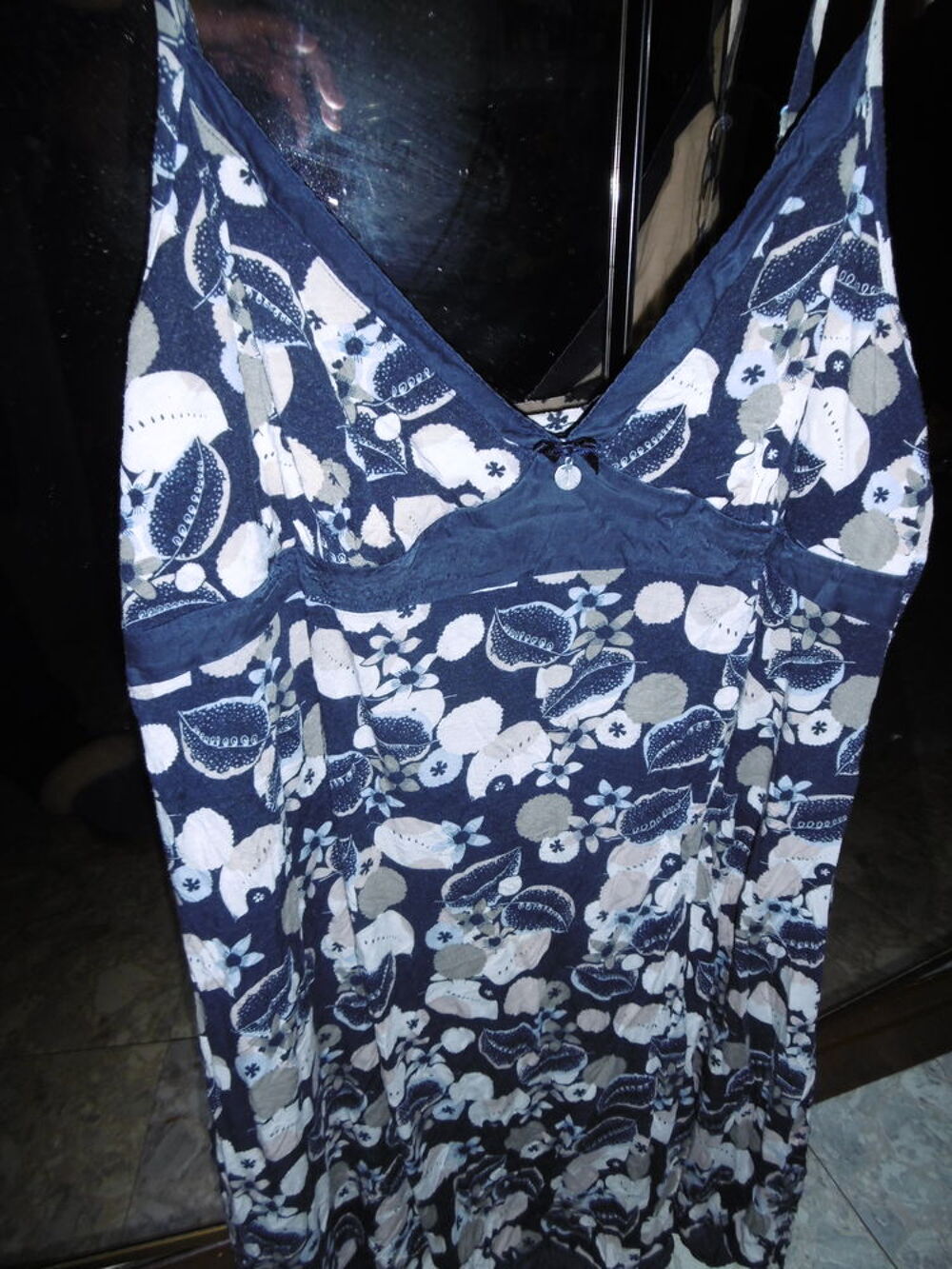 Nuisette femme coton bleue/beige Vêtements