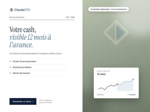 Plan de tr&eacute;sorerie Excel sur 12 mois pour PME 0 75001 Paris