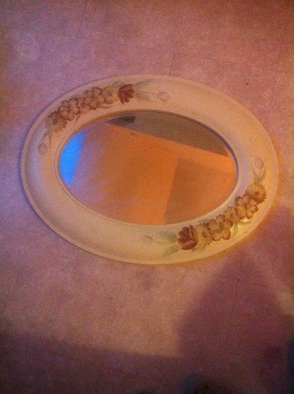MIROIR OVALE MOTIF FLORAL Décoration