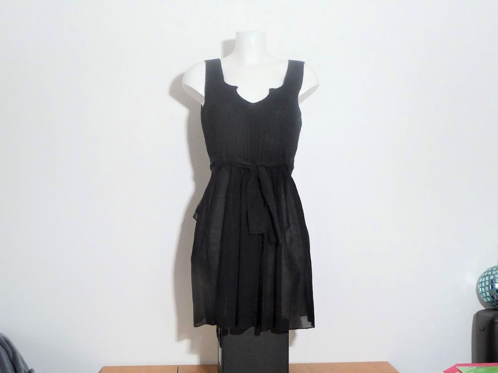 Tunique Longue/ Robe Bi Mati&egrave;re Noir et Ceinture- Cop Copine Vêtements