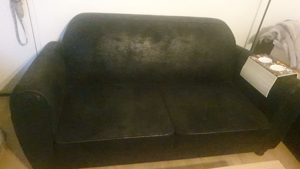 3 Canap&eacute;s 2 places microfibre Aspect vieilli tissu marron Meubles