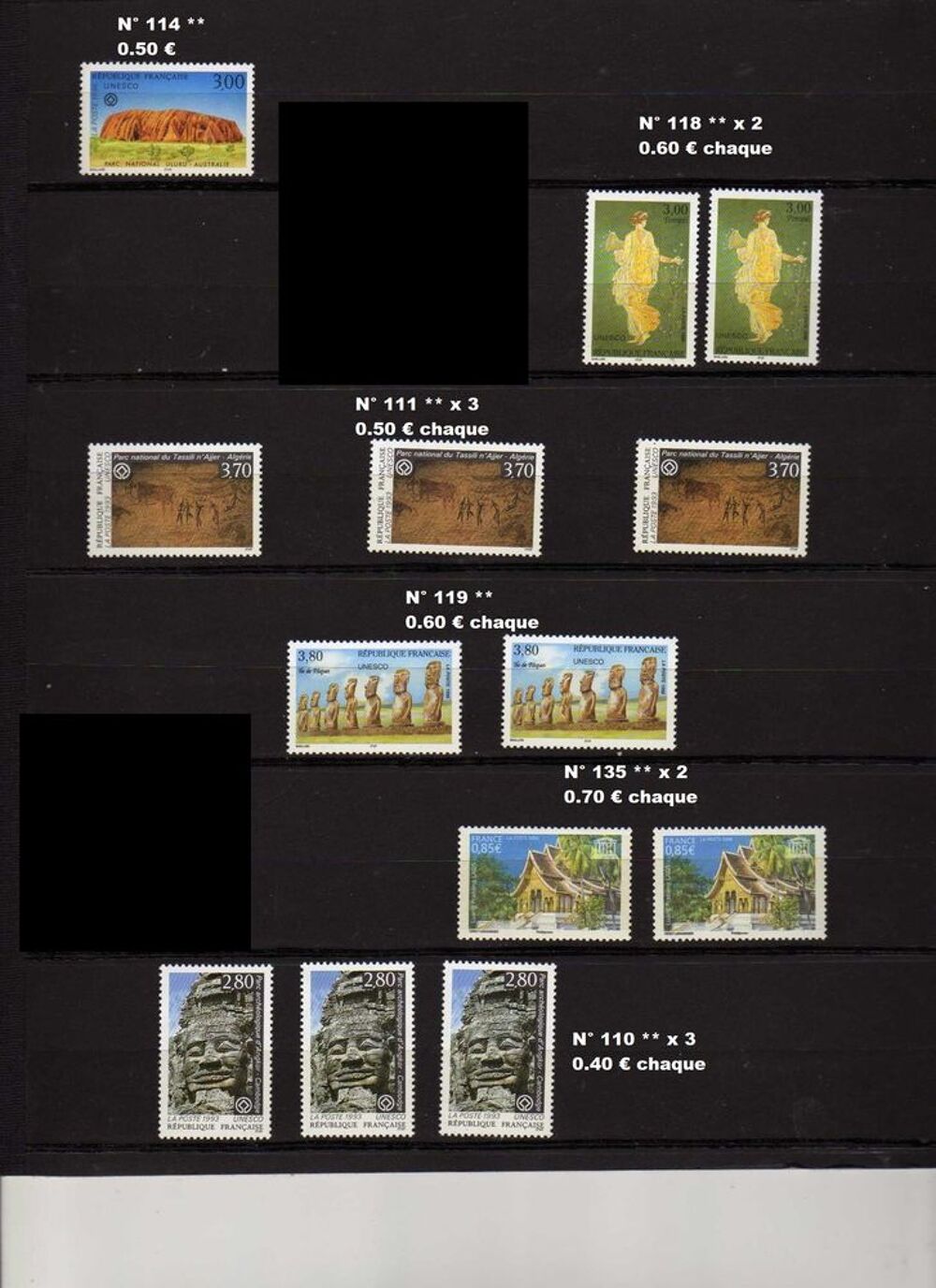 France Timbres de Service 
Timbres de L'UNESCO 