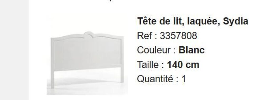 T&ecirc;te de lit en bois blanc pour lit 140 Meubles
