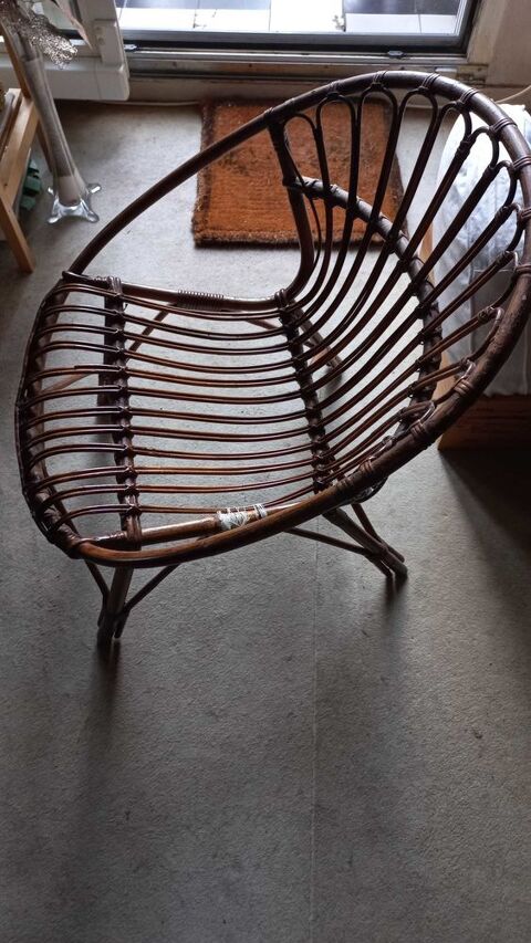 fauteuil en rotin vintage années 80 80 Caen (14)