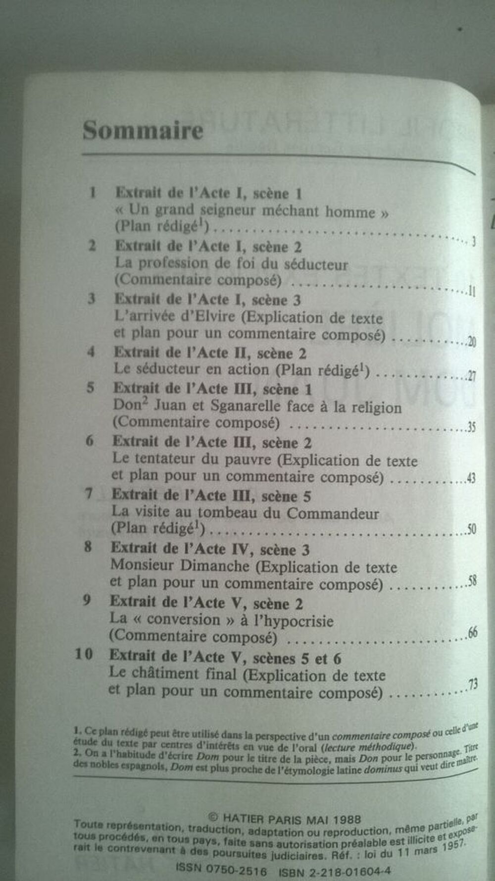 Livre 10 textes expliques 
MOLI&Egrave;RE
DOM JUAN Livres et BD