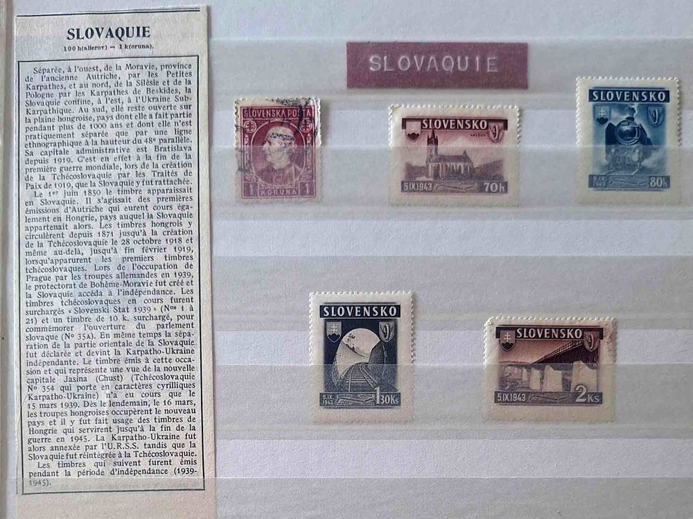 S&eacute;rie de timbres de collection de Slovaquie 