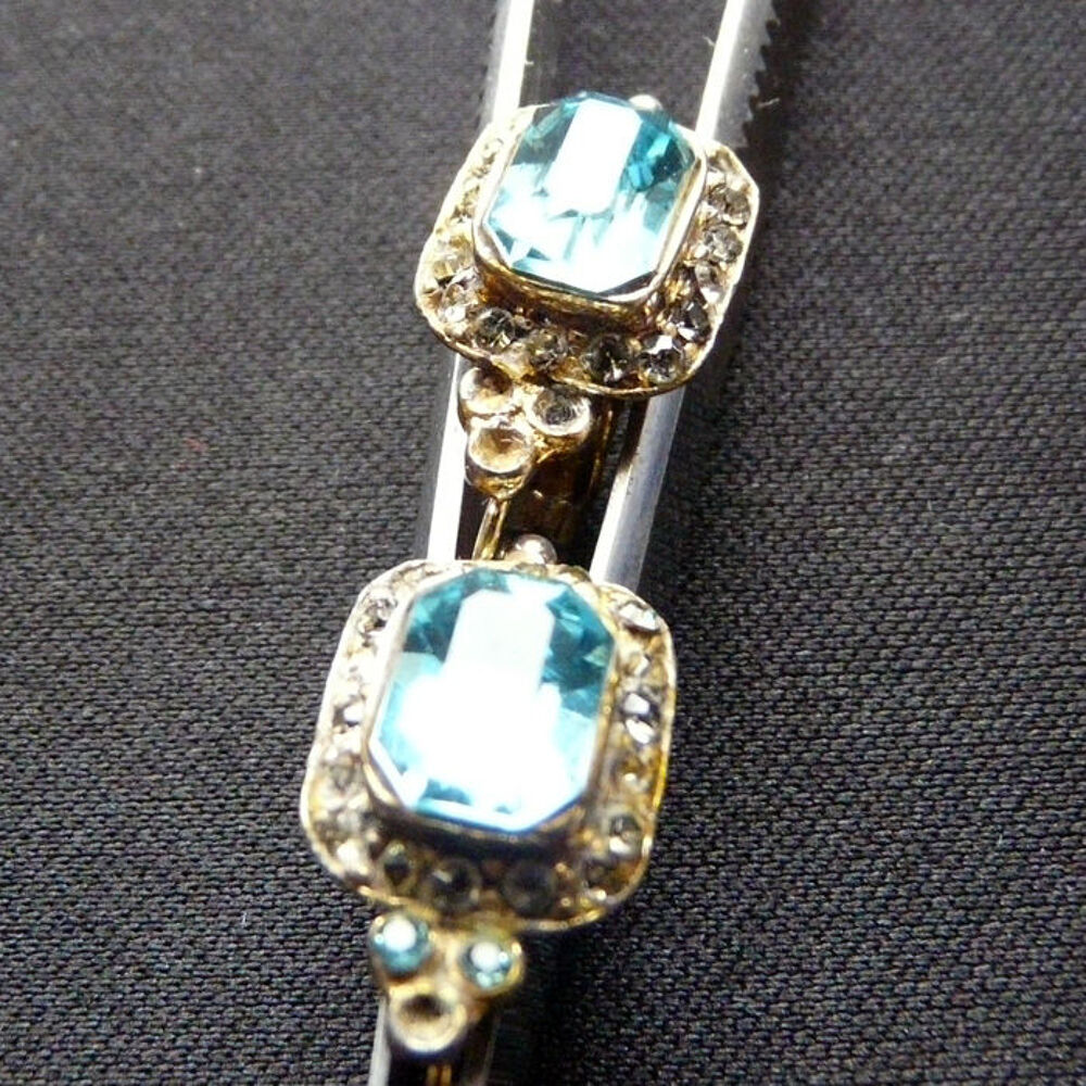 Paire de Boucles d'Oreilles de 2 Topazes Bleues 19i&egrave;me Or Bijoux et montres