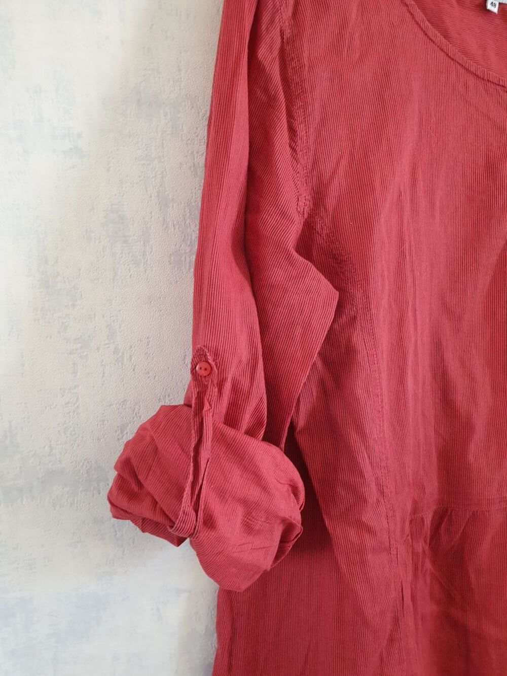 Blouse rouge orang&eacute;e, ray&eacute;e, manches longues ? Emma Pernelle Vêtements