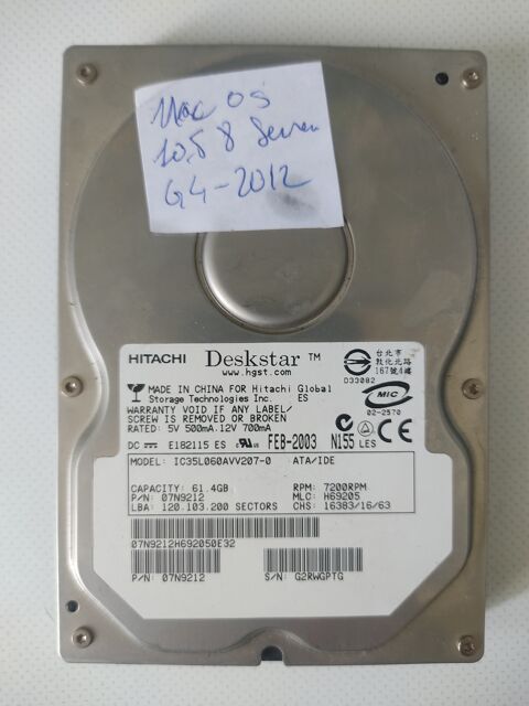 Disque dur IDE avec Mac os x serveur 10.5
8 Massy (91)