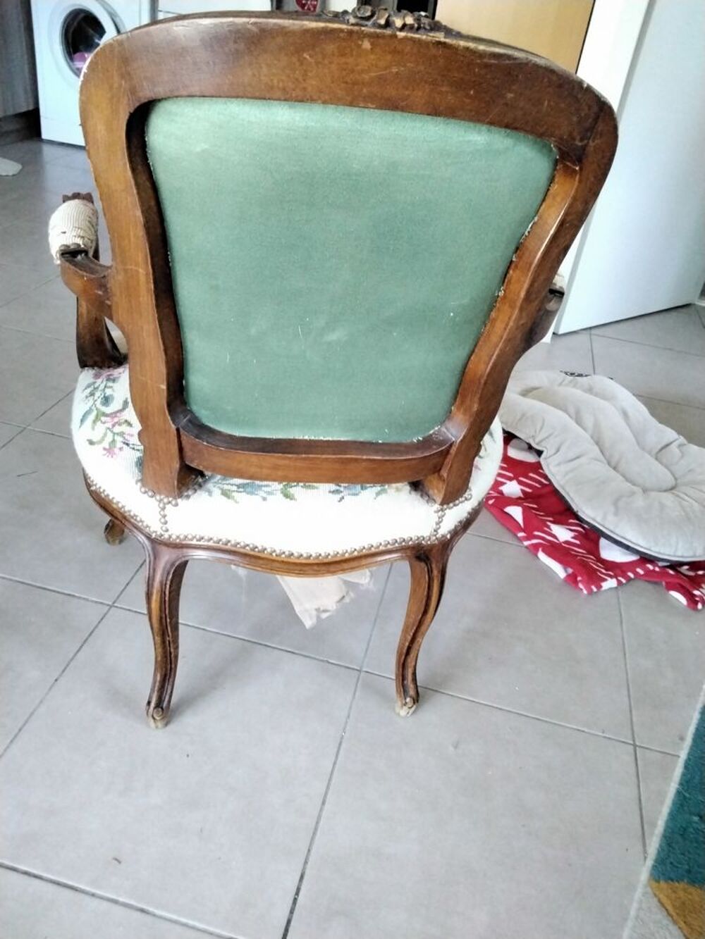 Fauteuil bois tapisserie Meubles