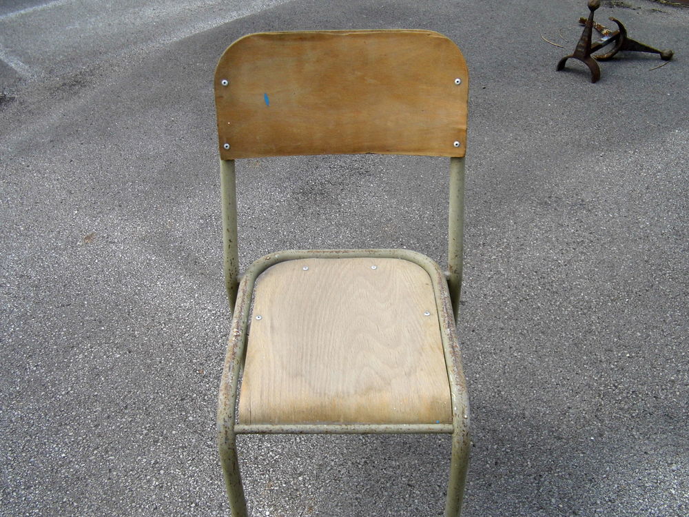Chaise &eacute;colier vintage bureau ecolier ancienne chaise m&eacute;tal et bois Meubles