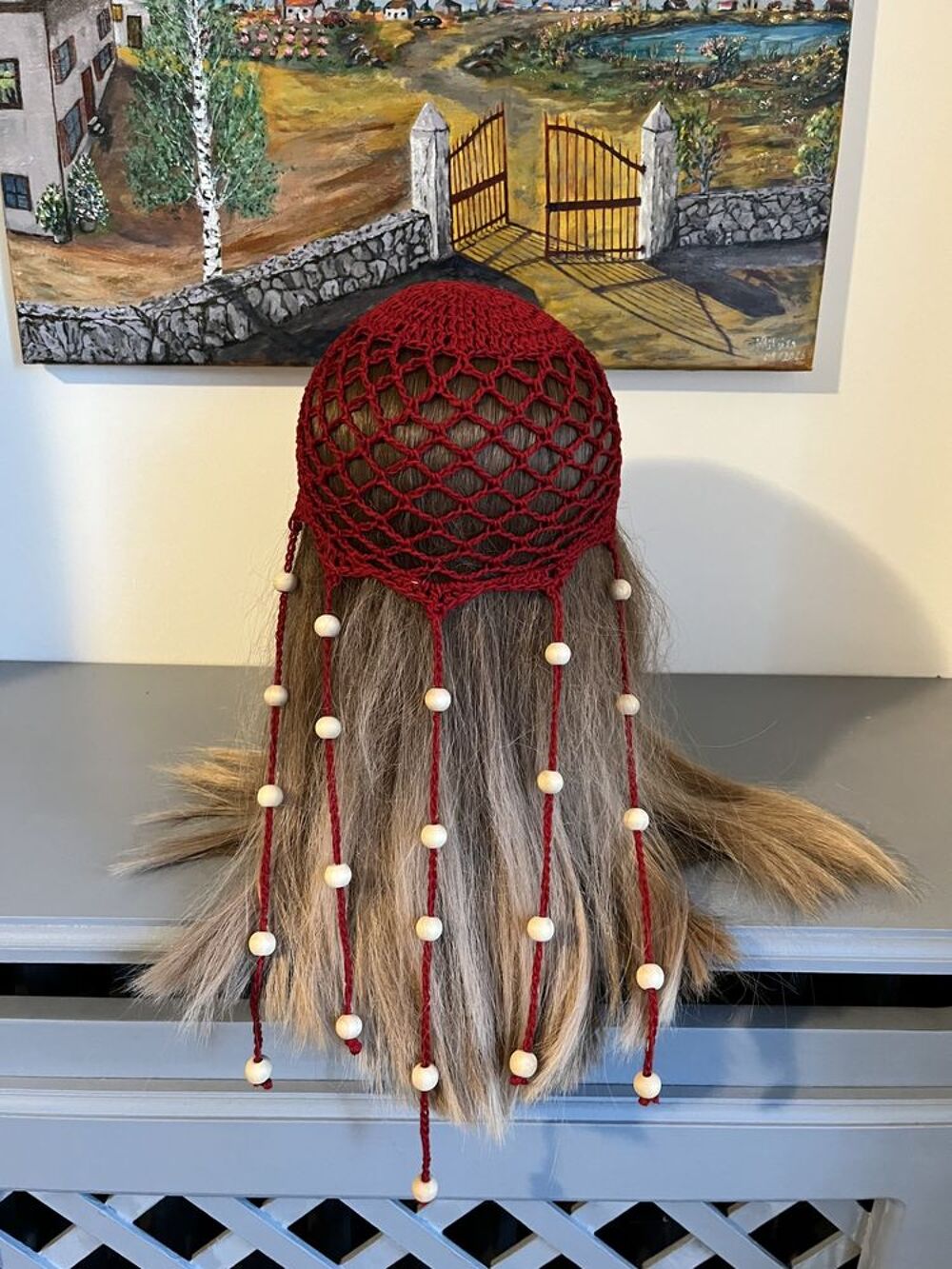 Chapeau Toque Bonnet Rouge perles Vêtements