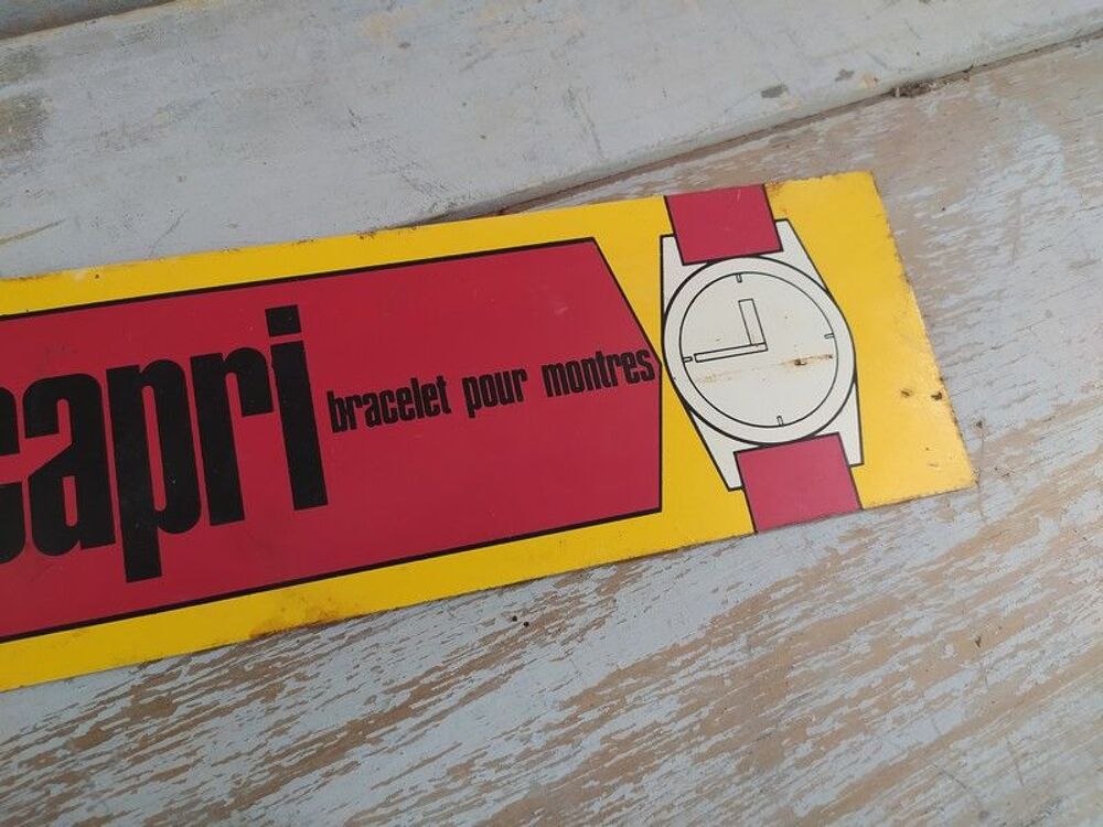 Ancienne Plaque T&ocirc;le Publicitaire Capri Bracelet Montres 