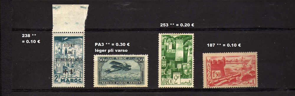 Timbres du Maroc Colonie 
Petit lot le timbre au choix 