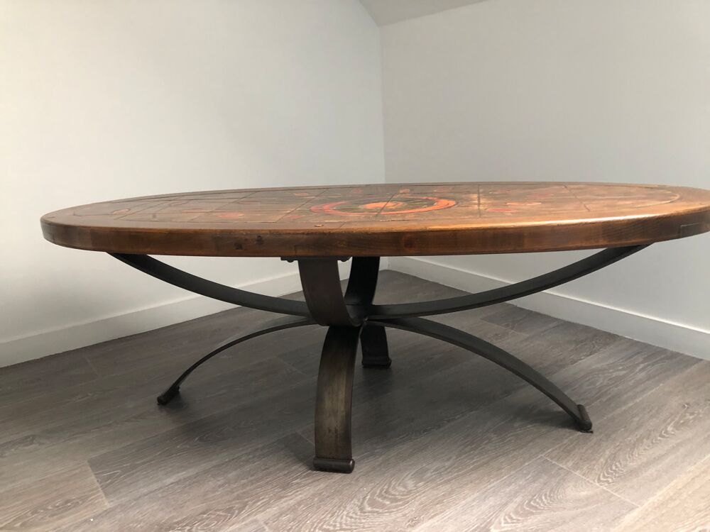 Table de Salon Ovale Vintage ann&eacute;e 1970&nbsp; Meubles