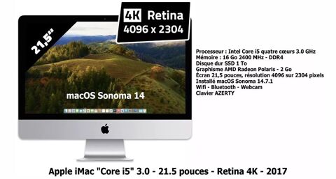 iMac  Core i5  3.0 GHz - 21.5 pouces - Retina 4K - 2017 450 Grignoncourt (88)