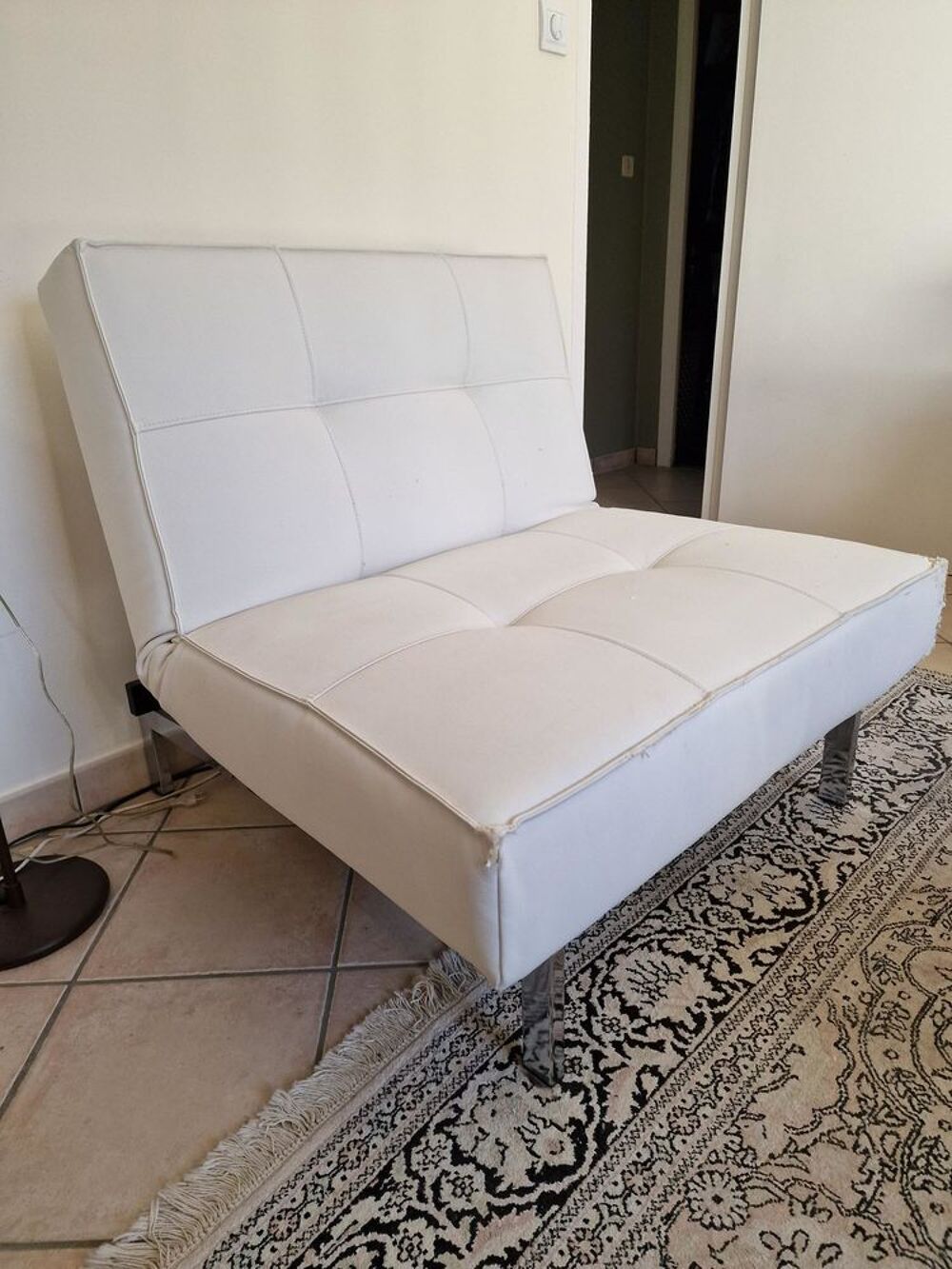 lot de 2 fauteuils ska&iuml; blanc transformables en banquettes Meubles