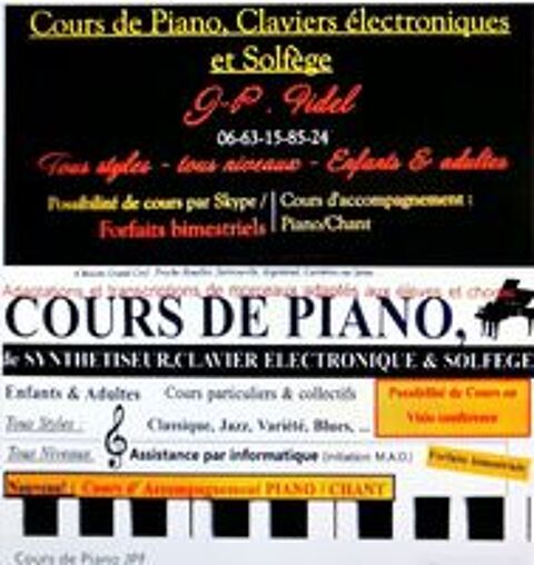   Professeur propose cours de Piano, Claviers Electroniques... 