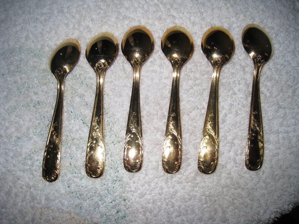 6 cuill&egrave;res &agrave; moka dor&eacute;es or fin de 1950 Cuisine