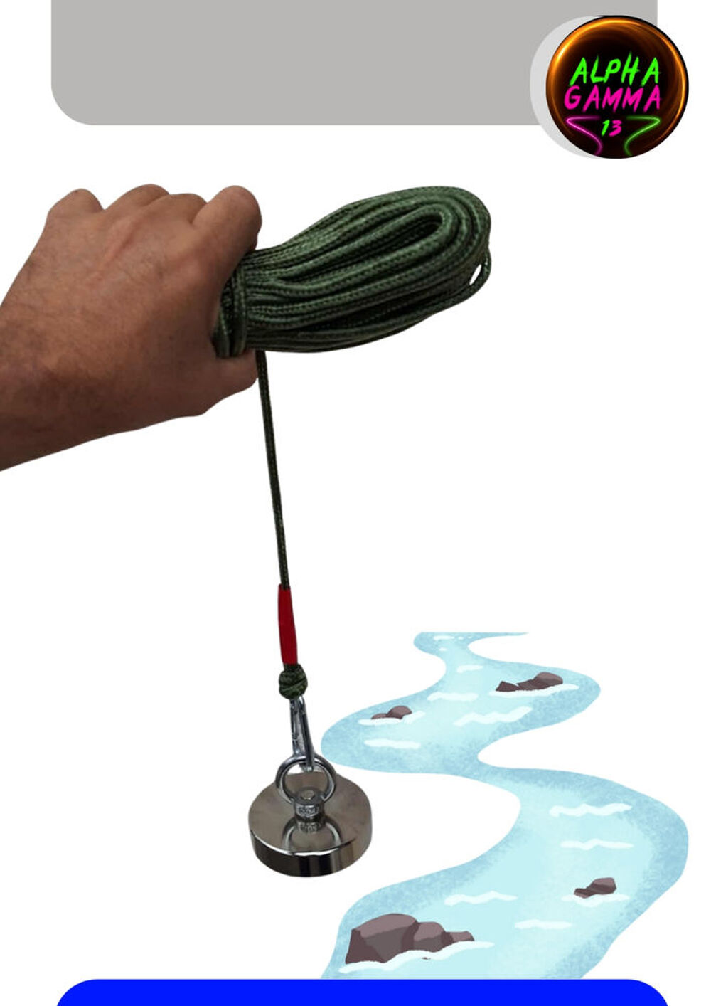 P&ecirc;che &agrave; l'aimant 300Kg ultra-puissant &Oslash;80 + corde et 2 mousq Bricolage